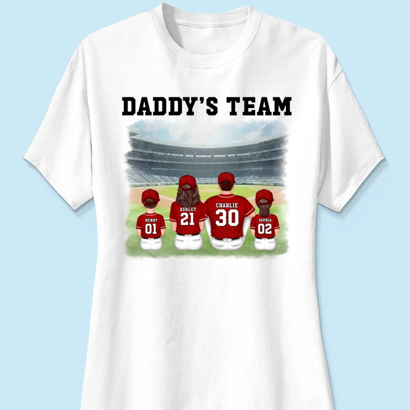 Daddy's Team Baseball Family Sitting Personalized Shirt, Father's Day Gift For Dad, Grandpa, Husband - Image 10