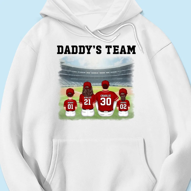 Daddy's Team Baseball Family Sitting Personalized Shirt, Father's Day Gift For Dad, Grandpa, Husband - Image 14