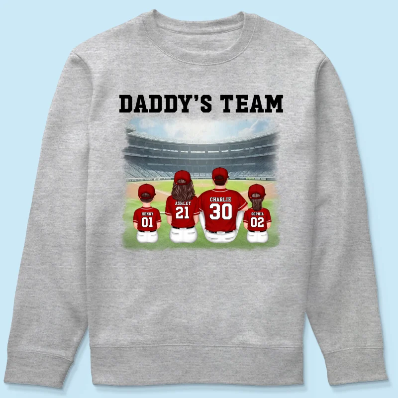 Daddy's Team Baseball Family Sitting Personalized Shirt, Father's Day Gift For Dad, Grandpa, Husband - Image 19