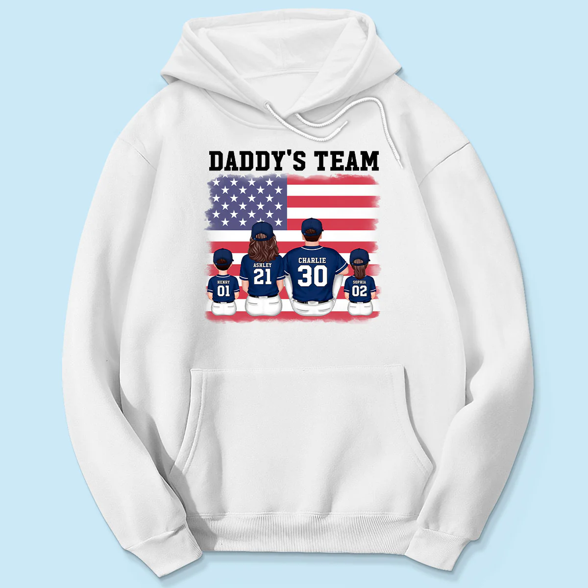 Daddy's Team Baseball Family Sitting Personalized Shirt, Father's Day Gift For Dad, Grandpa, Husband - Image 4