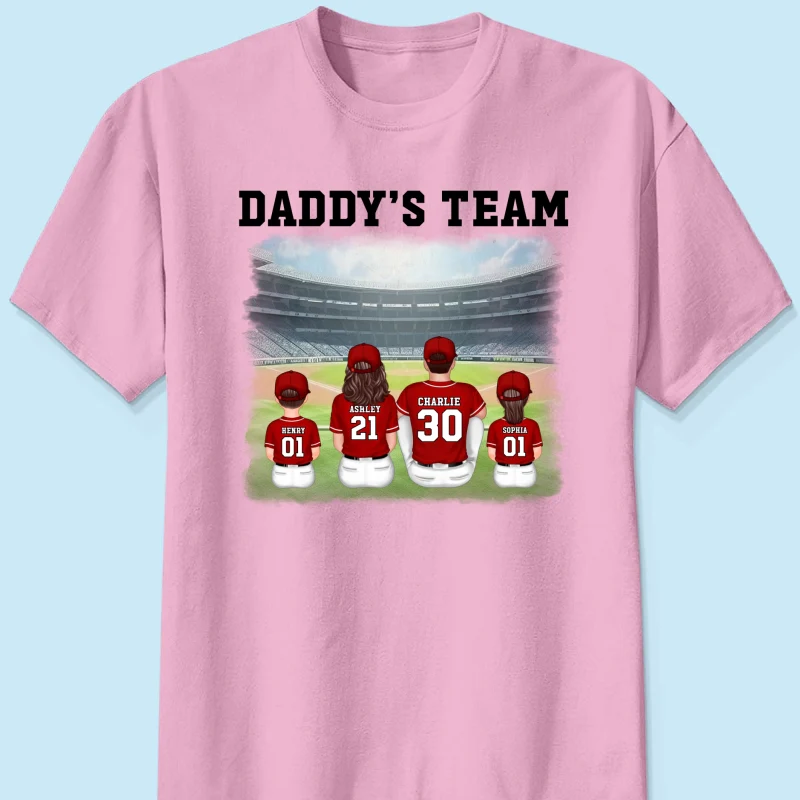 Daddy's Team Baseball Family Sitting Personalized Shirt, Father's Day Gift For Dad, Grandpa, Husband - Image 8
