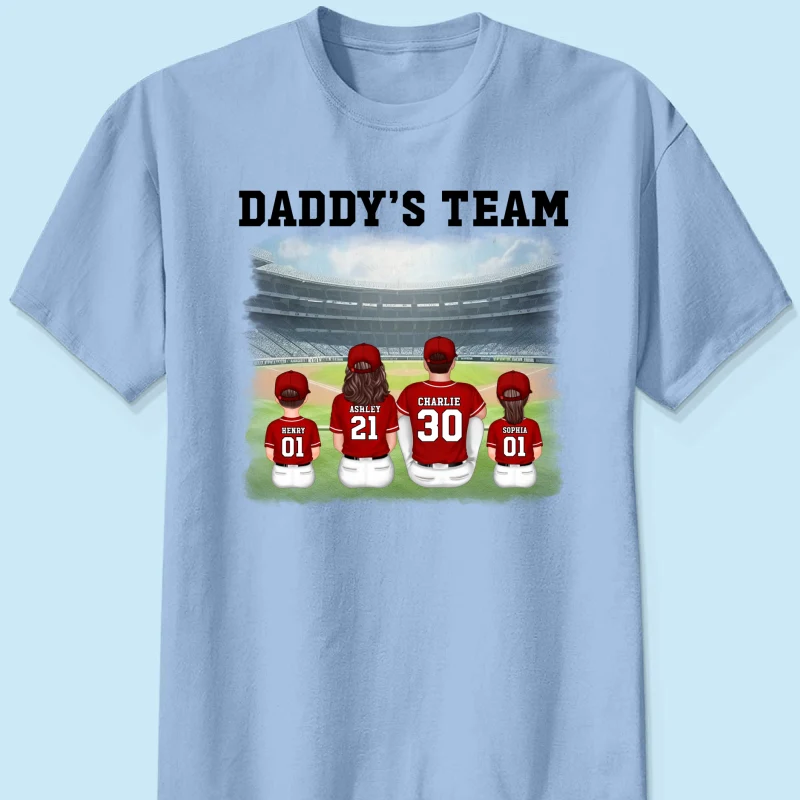 Daddy's Team Baseball Family Sitting Personalized Shirt, Father's Day Gift For Dad, Grandpa, Husband - Image 9