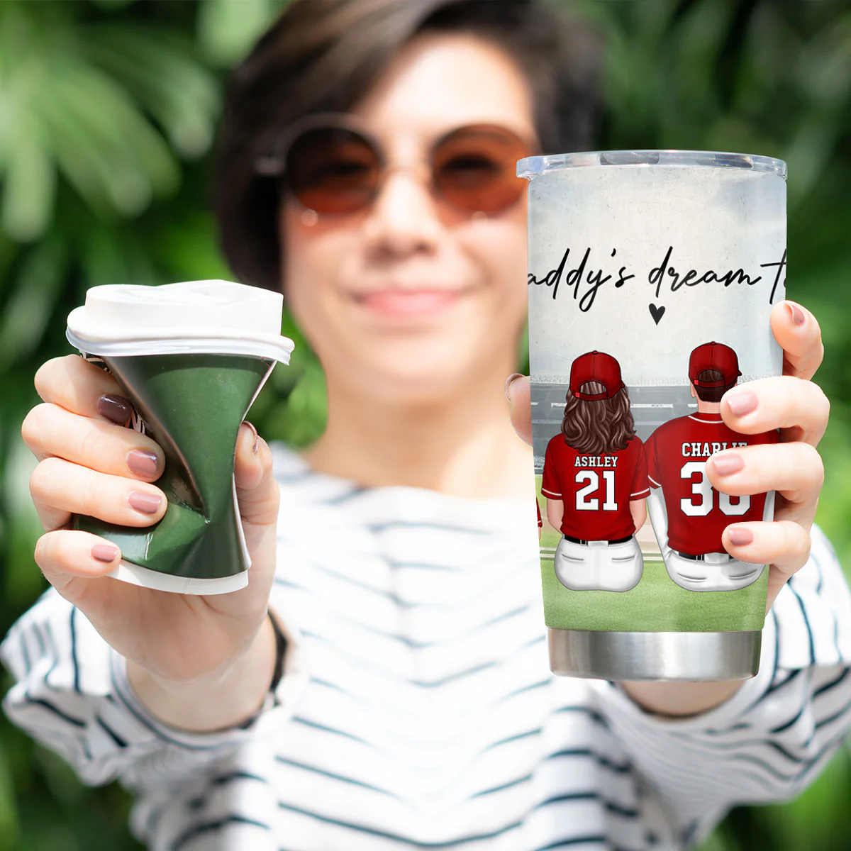 Daddy's Team Baseball Family Sitting Personalized Tumbler, Father's Day Gift For Dad, Grandpa, Husband - Image 6