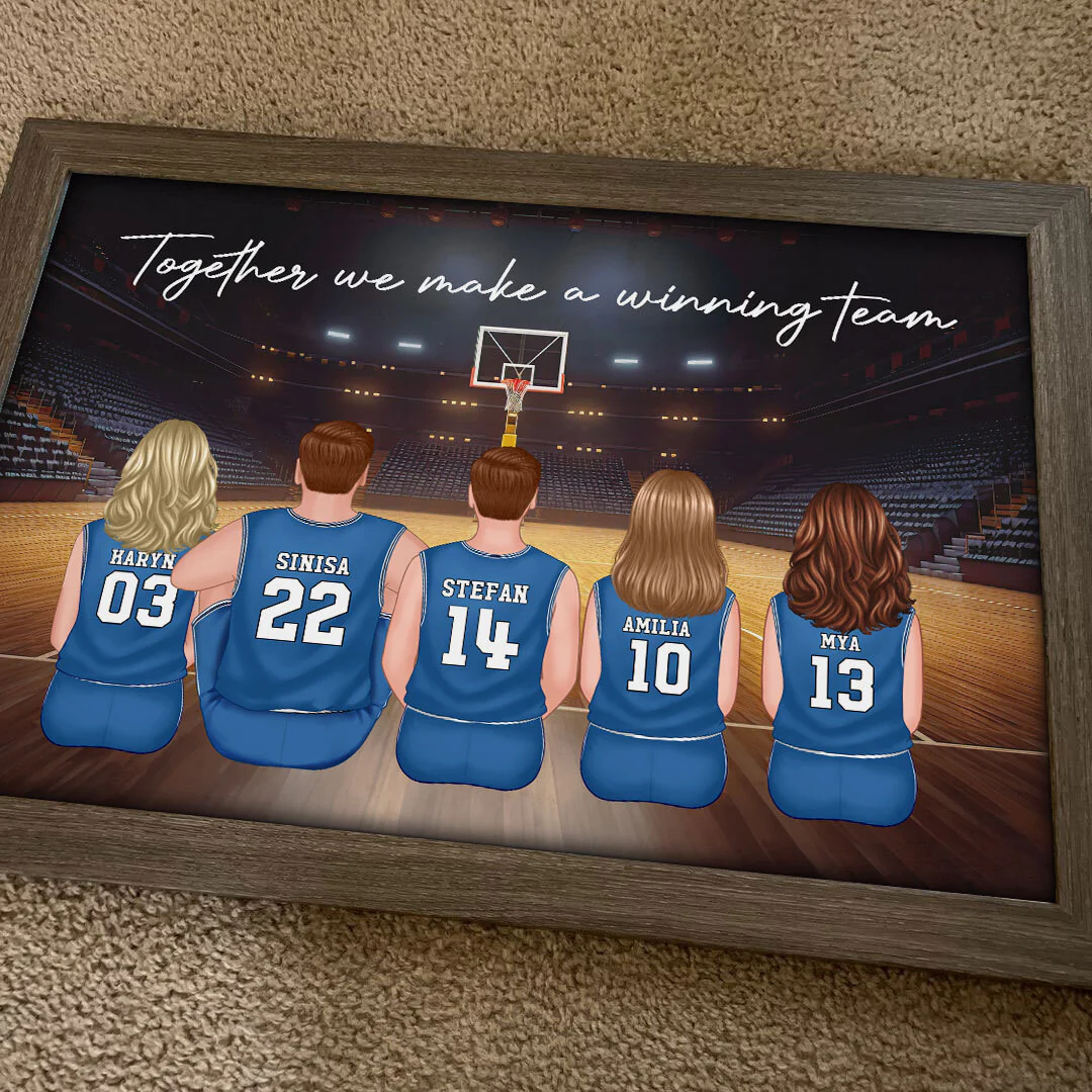 Daddy's Team Basketball Family Sitting Personalized Poster, Gift For Family, Dad, Grandpa, Husband - Image 8