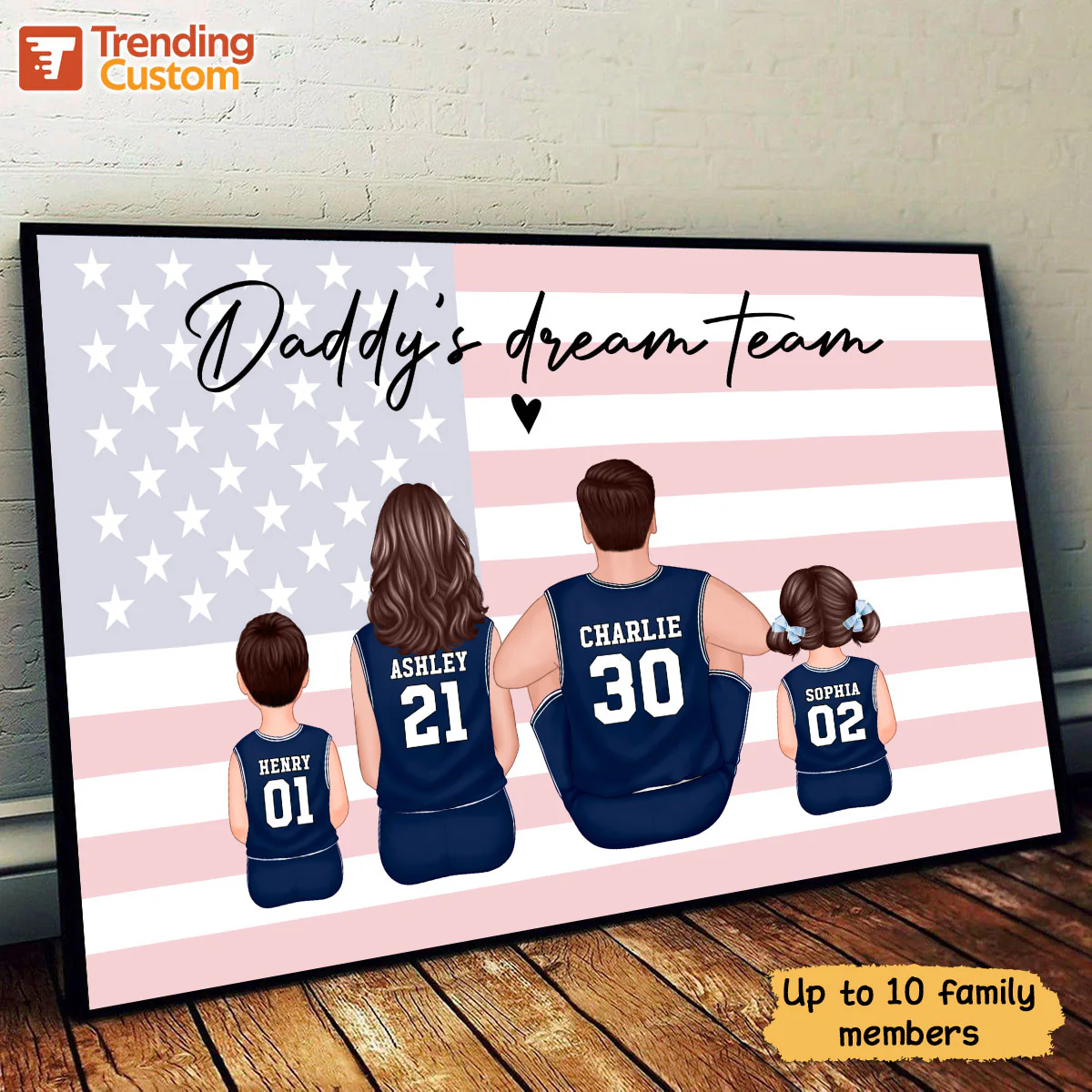 Basketball Team Personalized Family Poster Custom Gift for Dad Husband or Home Decor - Image 3