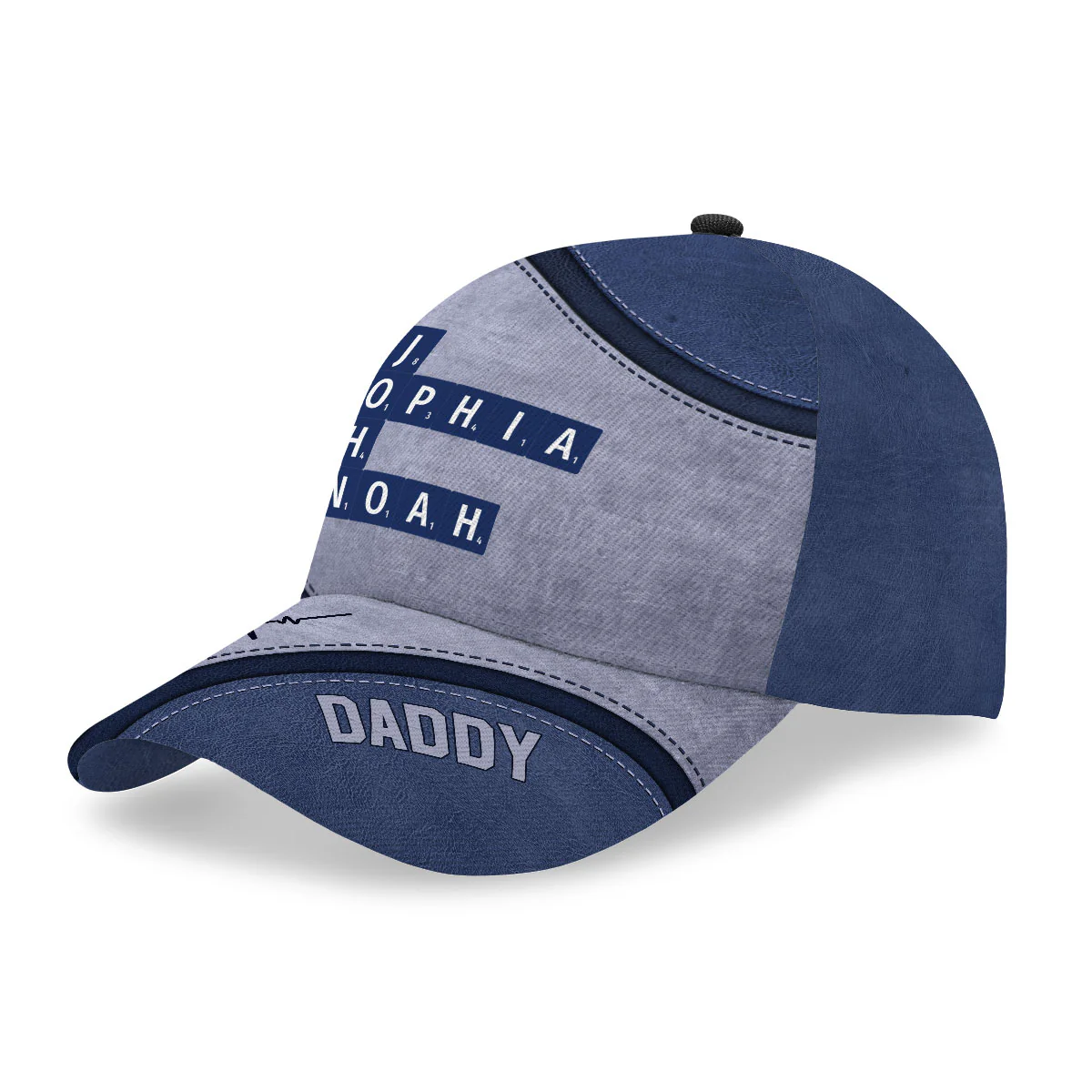 Daddy's Team Crossword Puzzle Art Personalized Classic Cap, Gift for Dad - Image 6