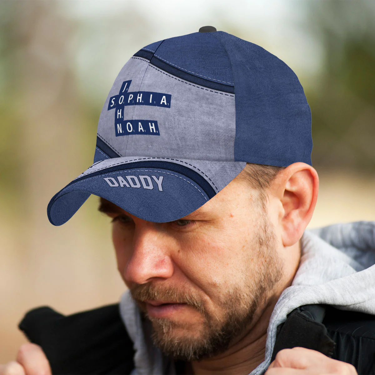 Daddy's Team Crossword Puzzle Art Personalized Classic Cap, Gift for Dad - Image 7