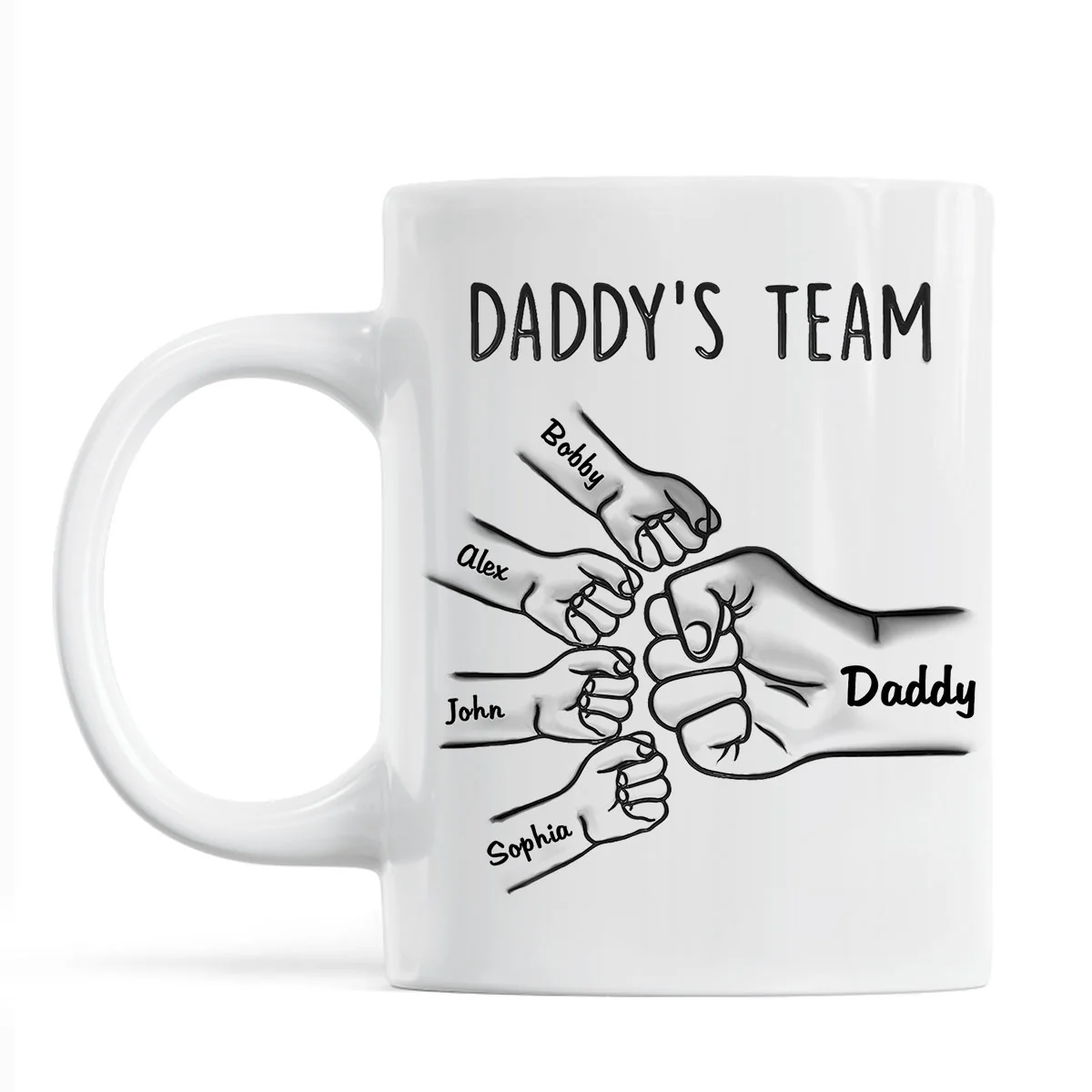 Daddy‘s Team Fist Bump Outline 3D Inflated Effect Personalized Mug