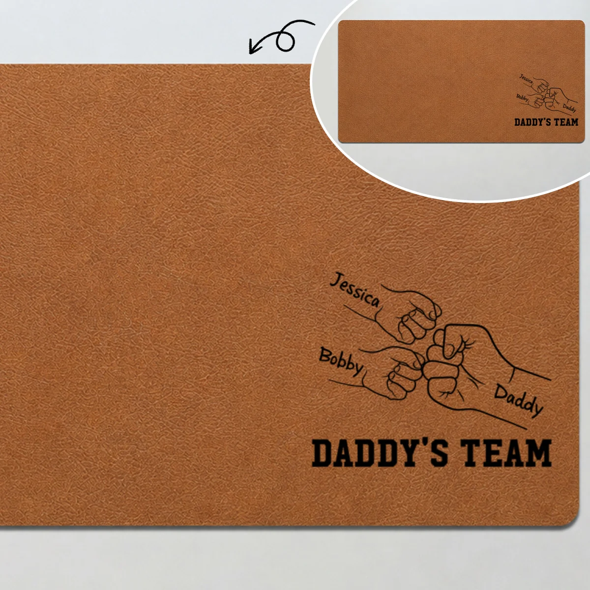 Daddy's Team Fist Bump Outline - Personalized Desk Mat - Father's Day Gift For Dad, Husband - Image 8
