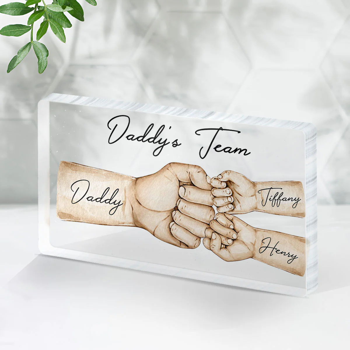 Daddy's Team Fist Bump Personalized Acrylic Plaque - Image 2