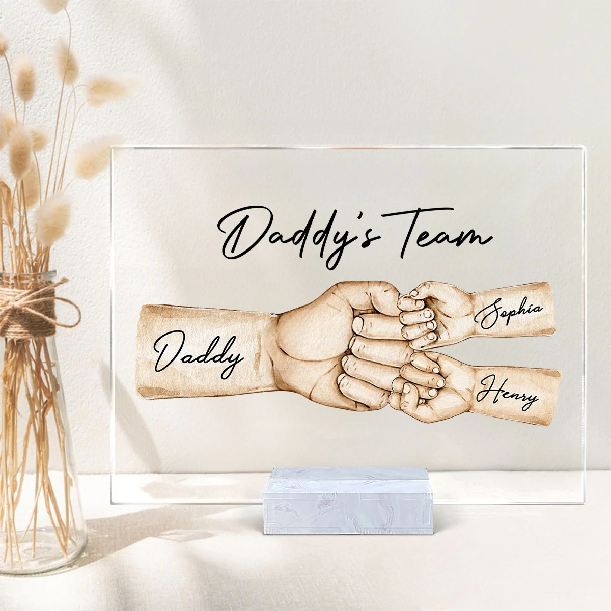 Daddy's Team Fist Bump Personalized Acrylic Plaque - Image 3