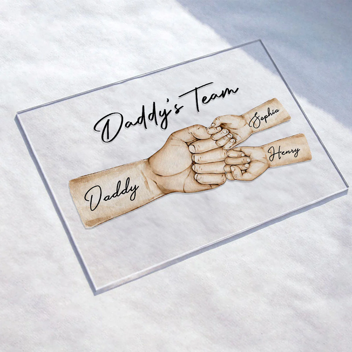 Daddy's Team Fist Bump Personalized Acrylic Plaque - Image 4