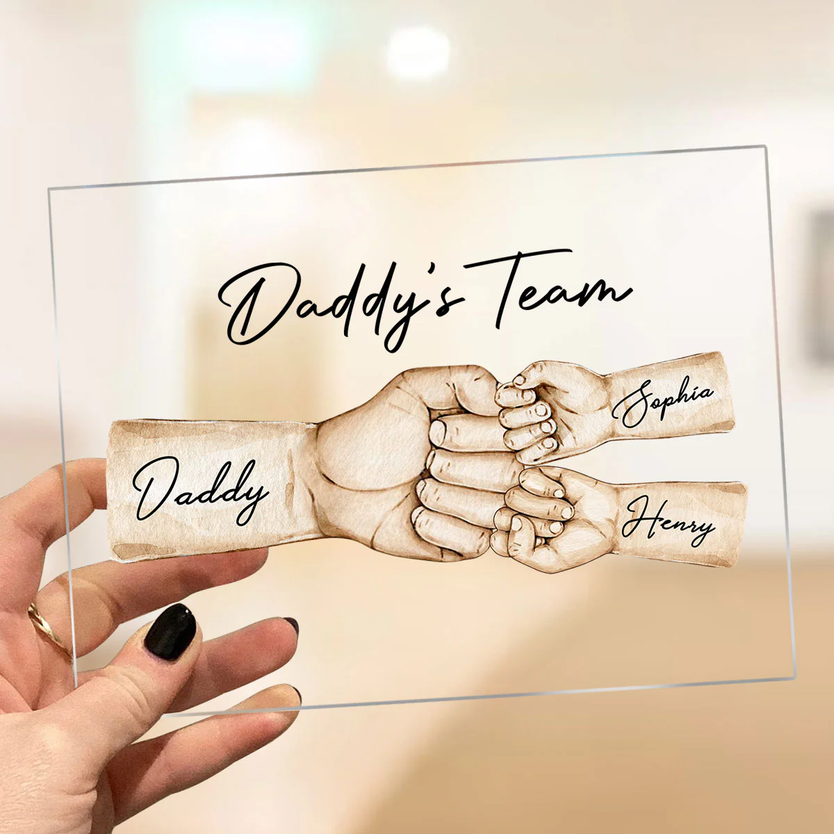 Daddy's Team Fist Bump Personalized Acrylic Plaque - Image 5