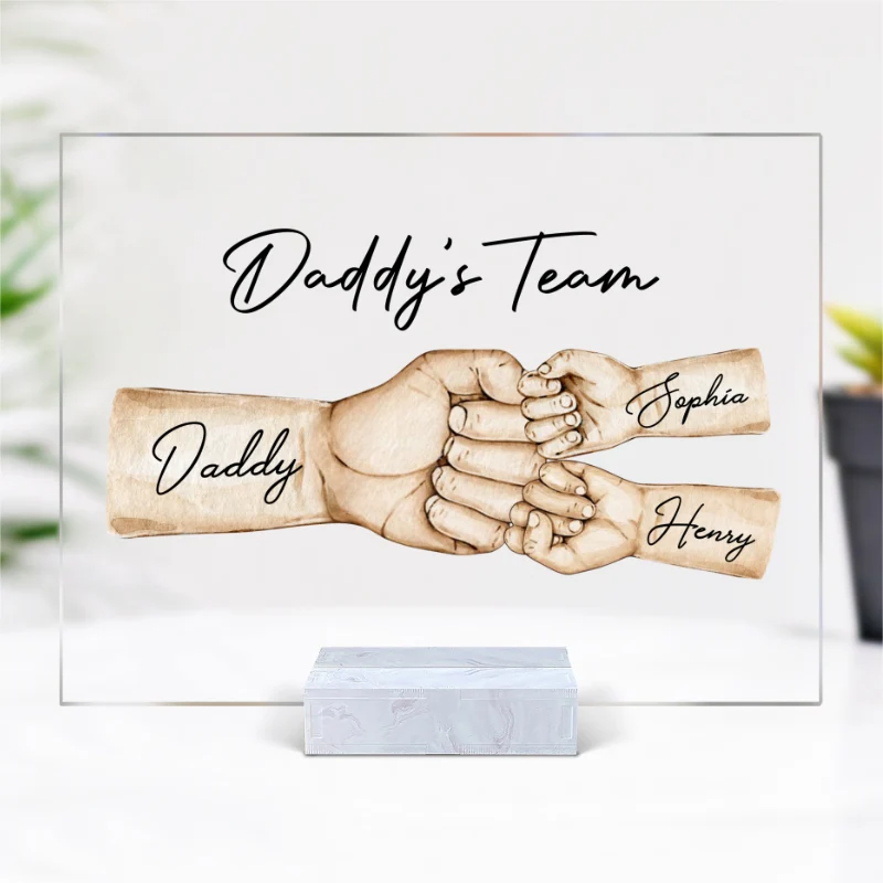 Daddy's Team Fist Bump Personalized Acrylic Plaque - Image 7