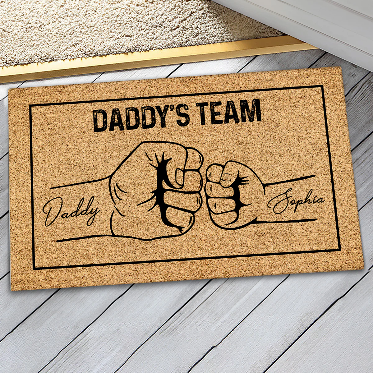 Daddy's Team Fist Bump Personalized Doormat - Image 4