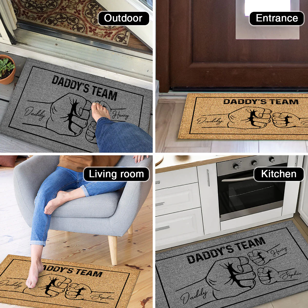 Daddy's Team Fist Bump Personalized Doormat - Image 6