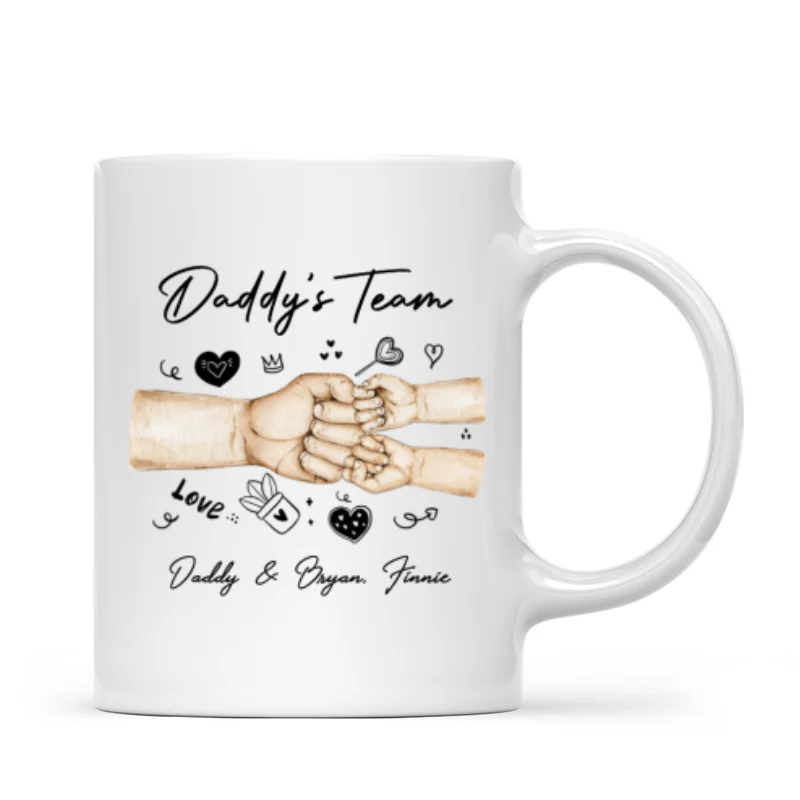 Daddy's Team Fist Bump Personalized Mug - Image 6