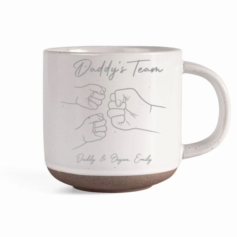 Daddy's Team Fist Bump Personalized Pottery Mug - Image 10