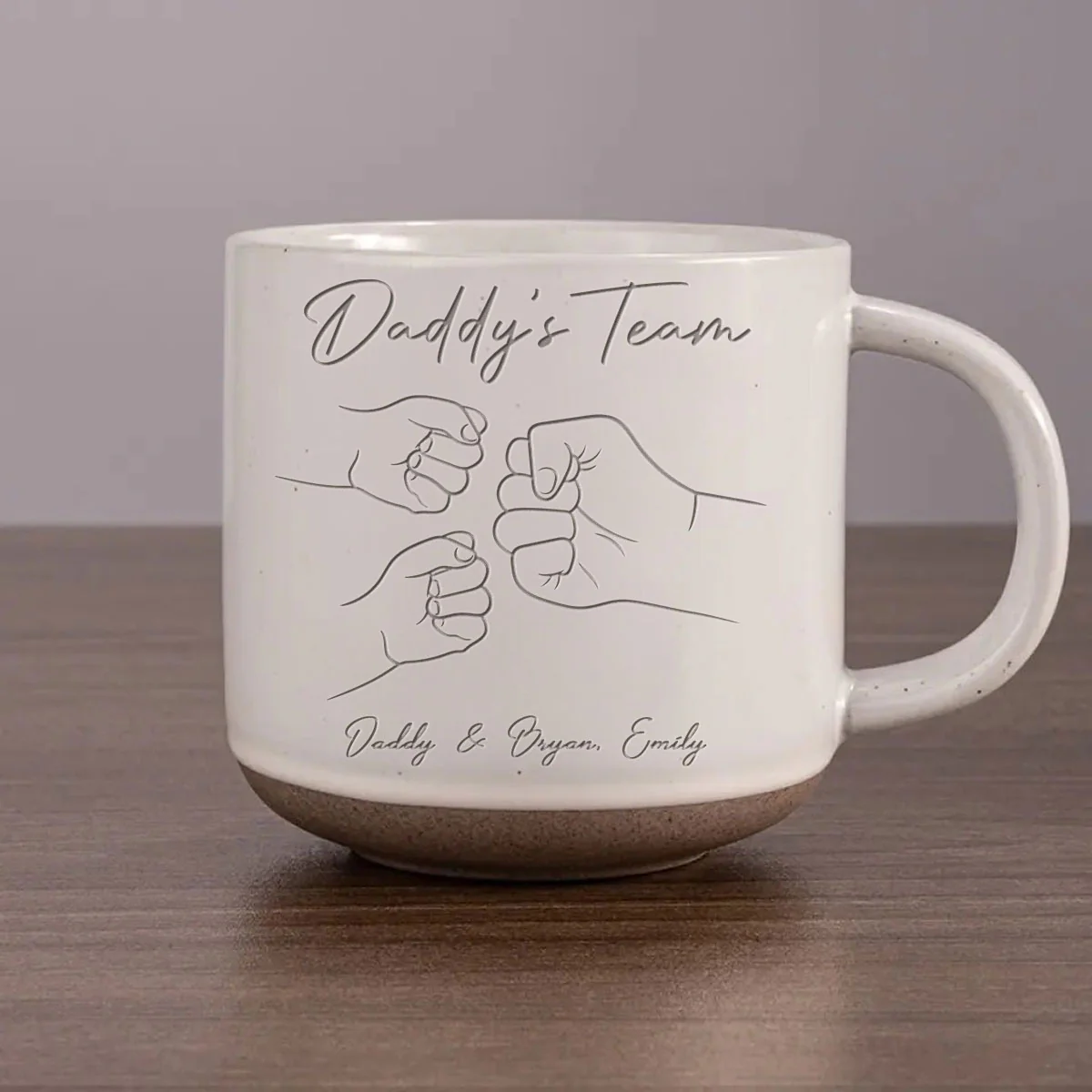 Daddy's Team Fist Bump Personalized Pottery Mug - Image 2