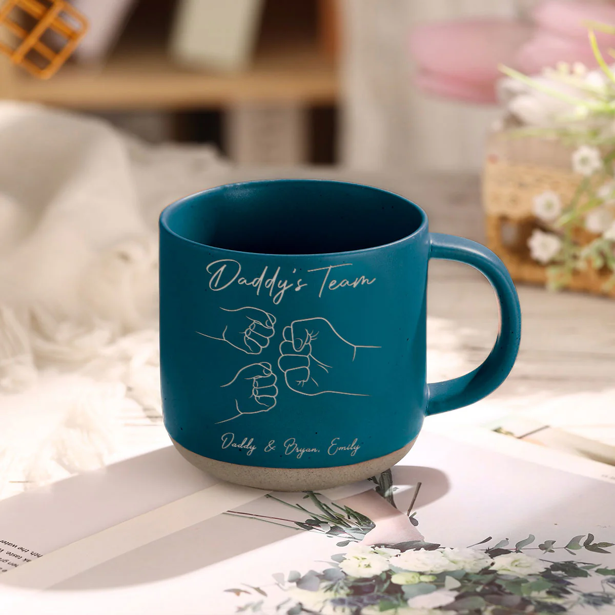 Daddy's Team Fist Bump Personalized Pottery Mug - Image 3