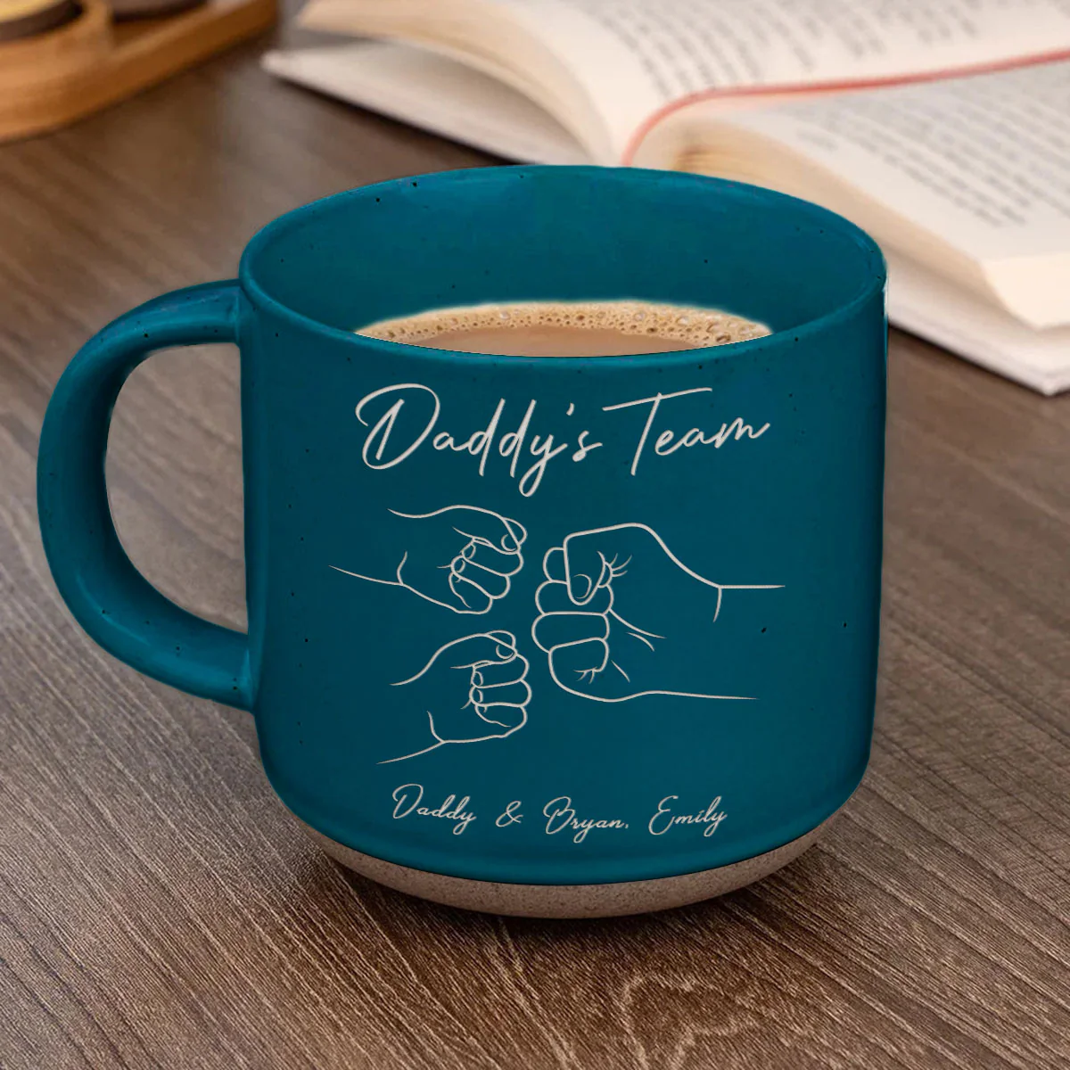 Daddy's Team Fist Bump Personalized Pottery Mug - Image 6