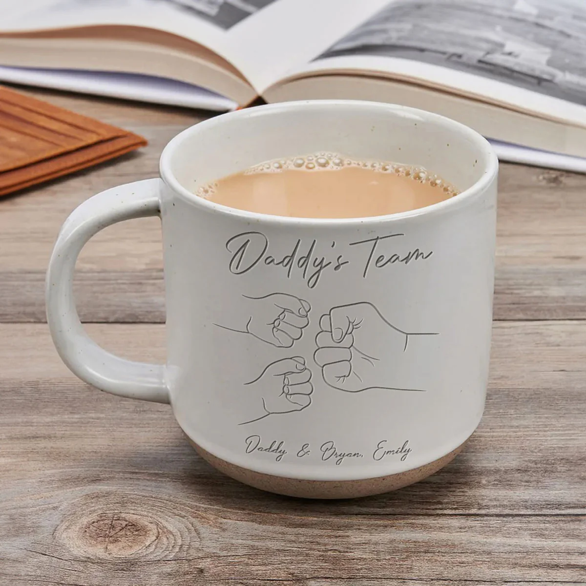 Daddy's Team Fist Bump Personalized Pottery Mug - Image 7