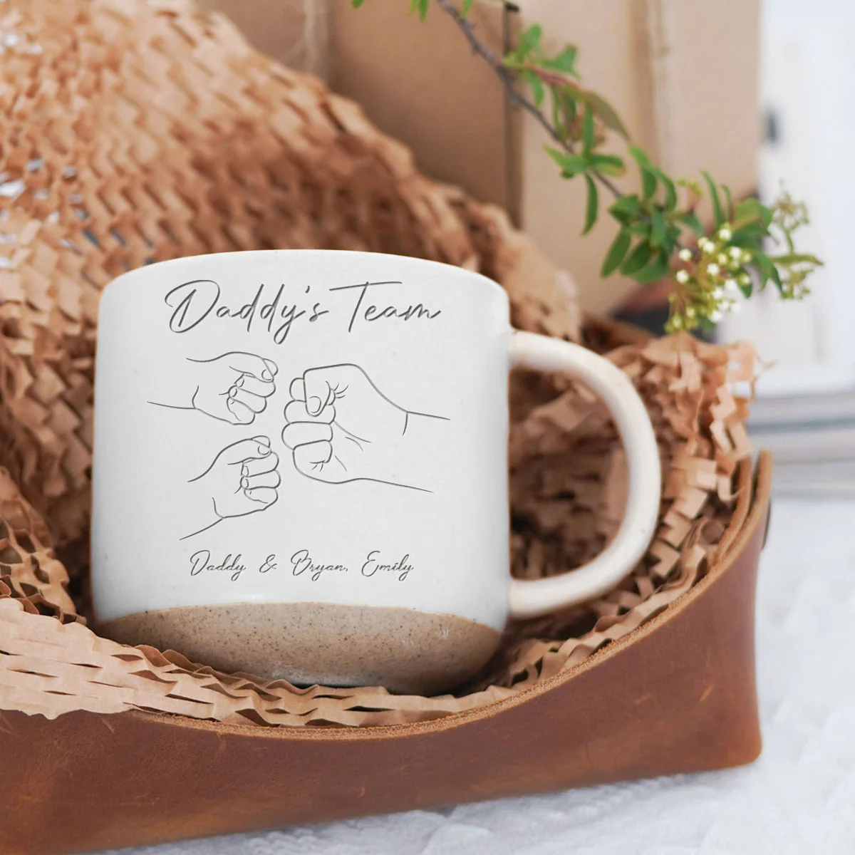 Daddy's Team Fist Bump Personalized Pottery Mug - Image 8