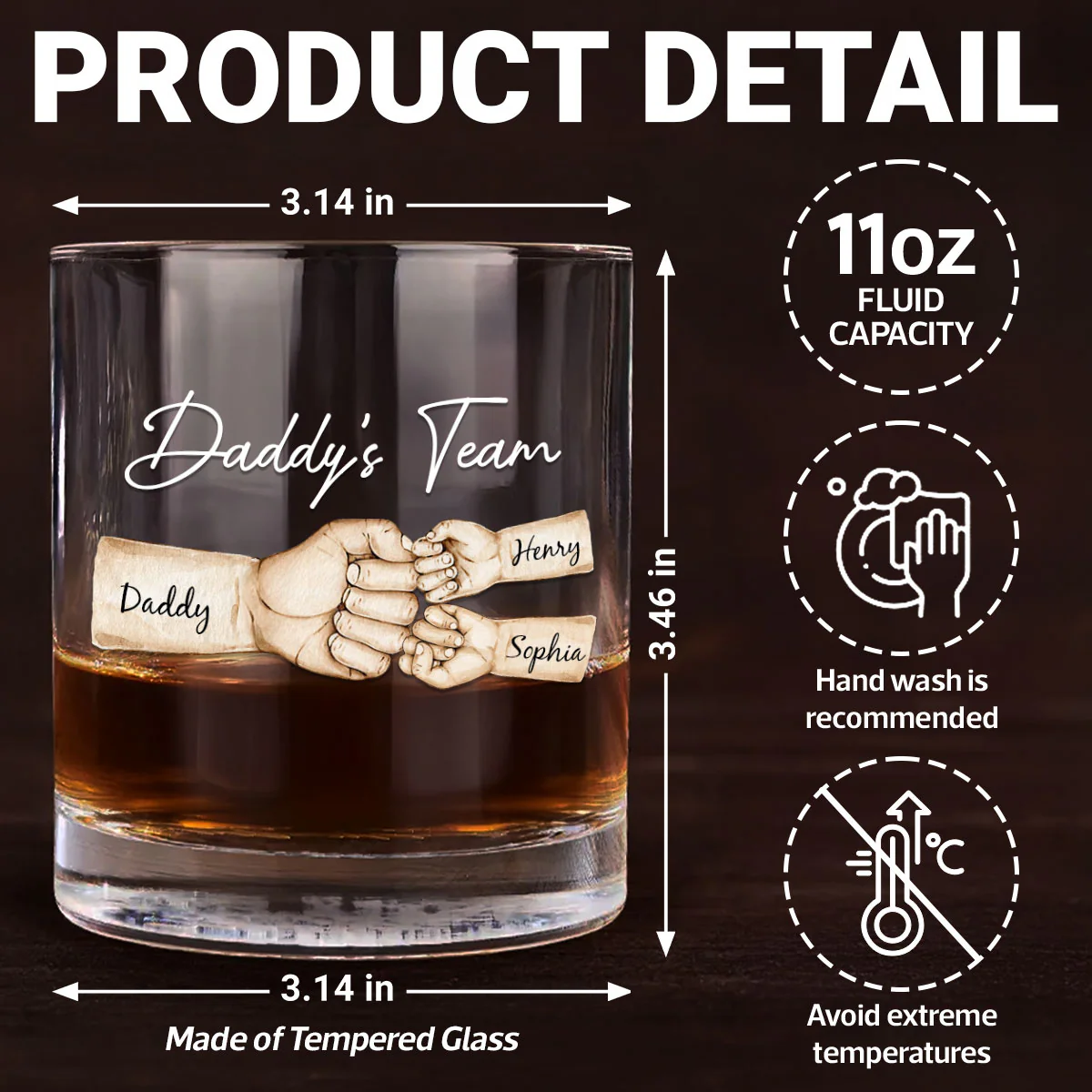 Daddy's Team Fist Bump Personalized Wine Glass, Father's Day Gift For Dad, Gift for Husband, Gift for Grandpa - Image 10