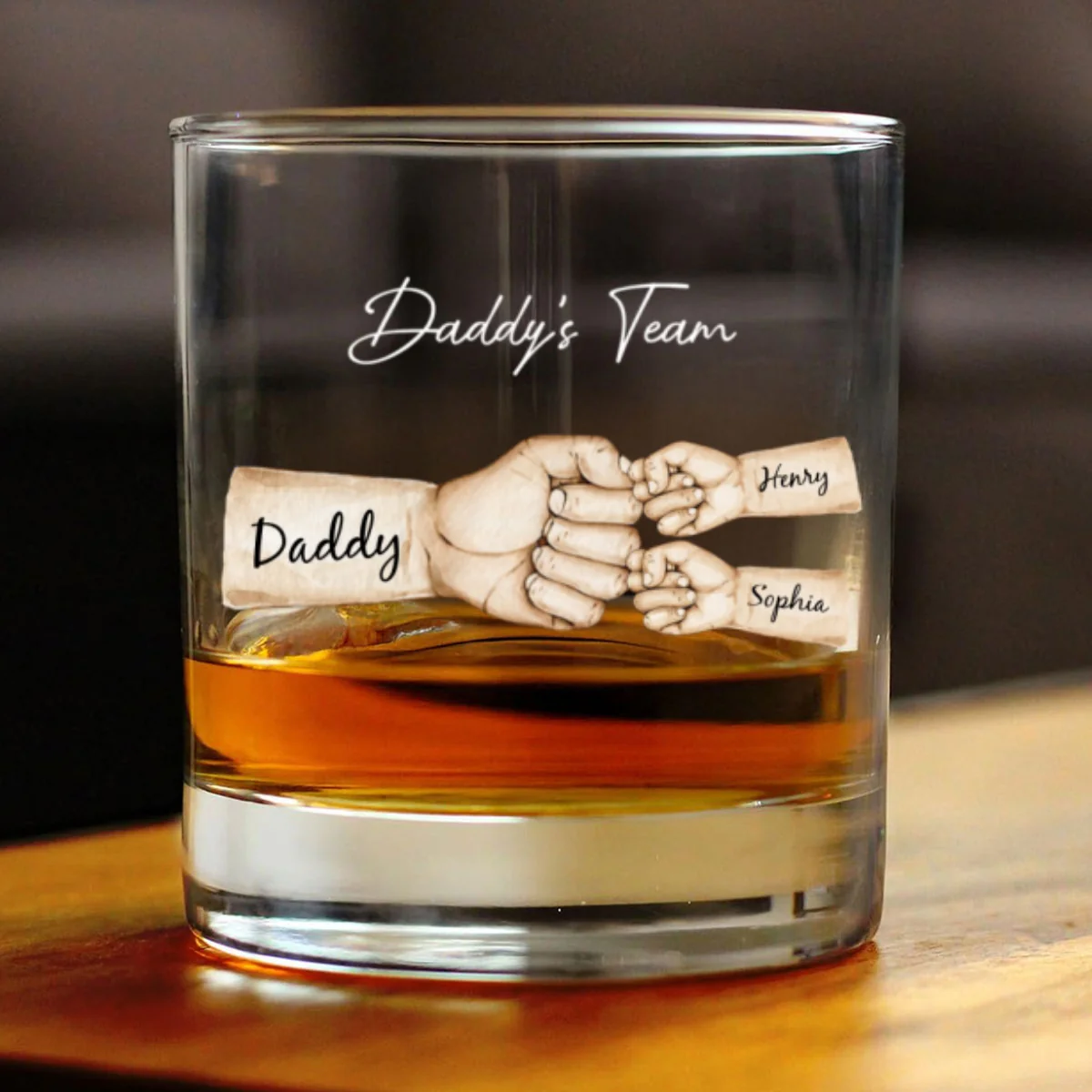 Daddy's Team Fist Bump Personalized Wine Glass, Father's Day Gift For Dad, Gift for Husband, Gift for Grandpa - Image 11