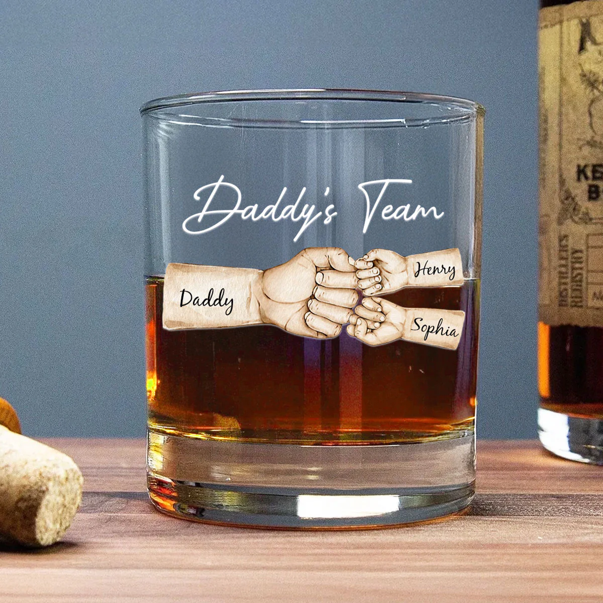 Daddy's Team Fist Bump Personalized Wine Glass, Father's Day Gift For Dad, Gift for Husband, Gift for Grandpa - Image 6