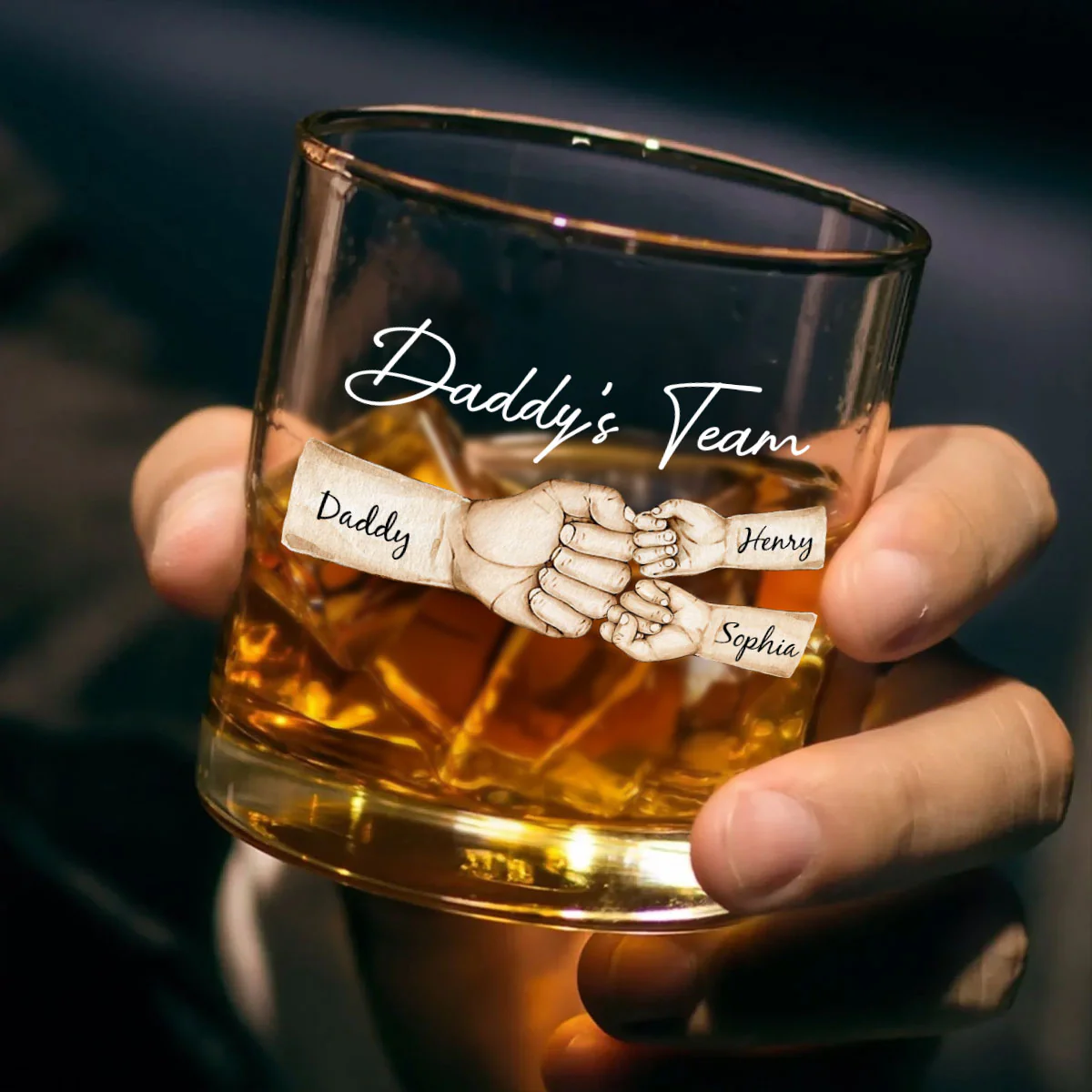Daddy's Team Fist Bump Personalized Wine Glass, Father's Day Gift For Dad, Gift for Husband, Gift for Grandpa - Image 8