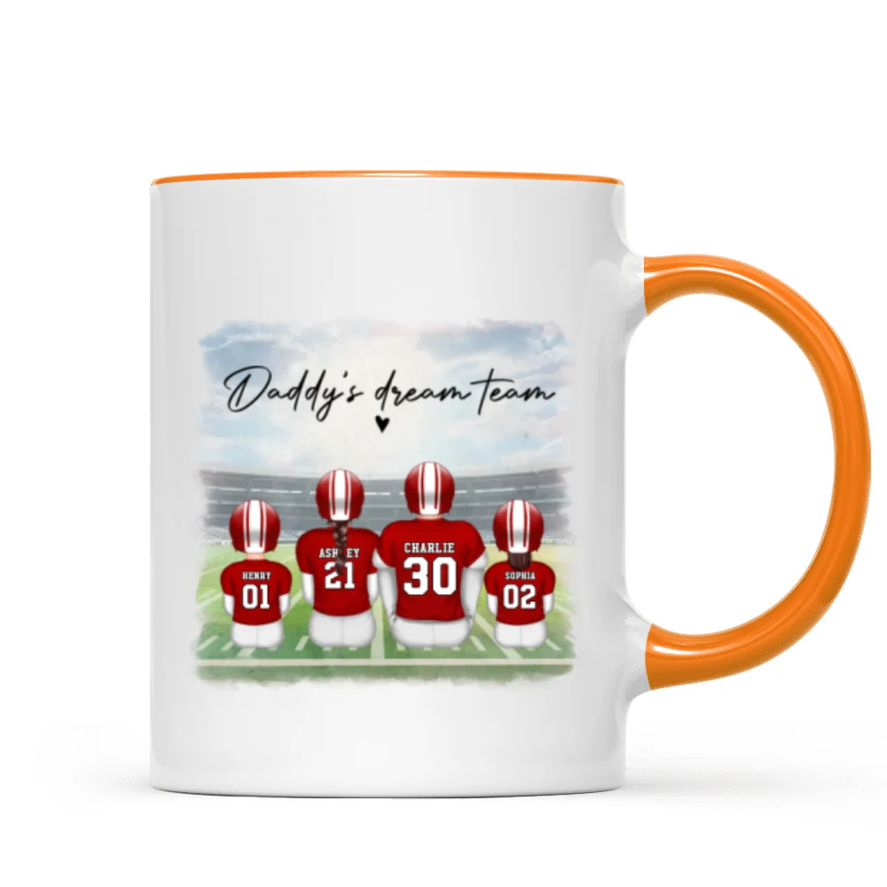 Daddy's Team Football Family Sitting Personalized Mug, Father's Day Gift For Dad, Grandpa, Husband - Image 10