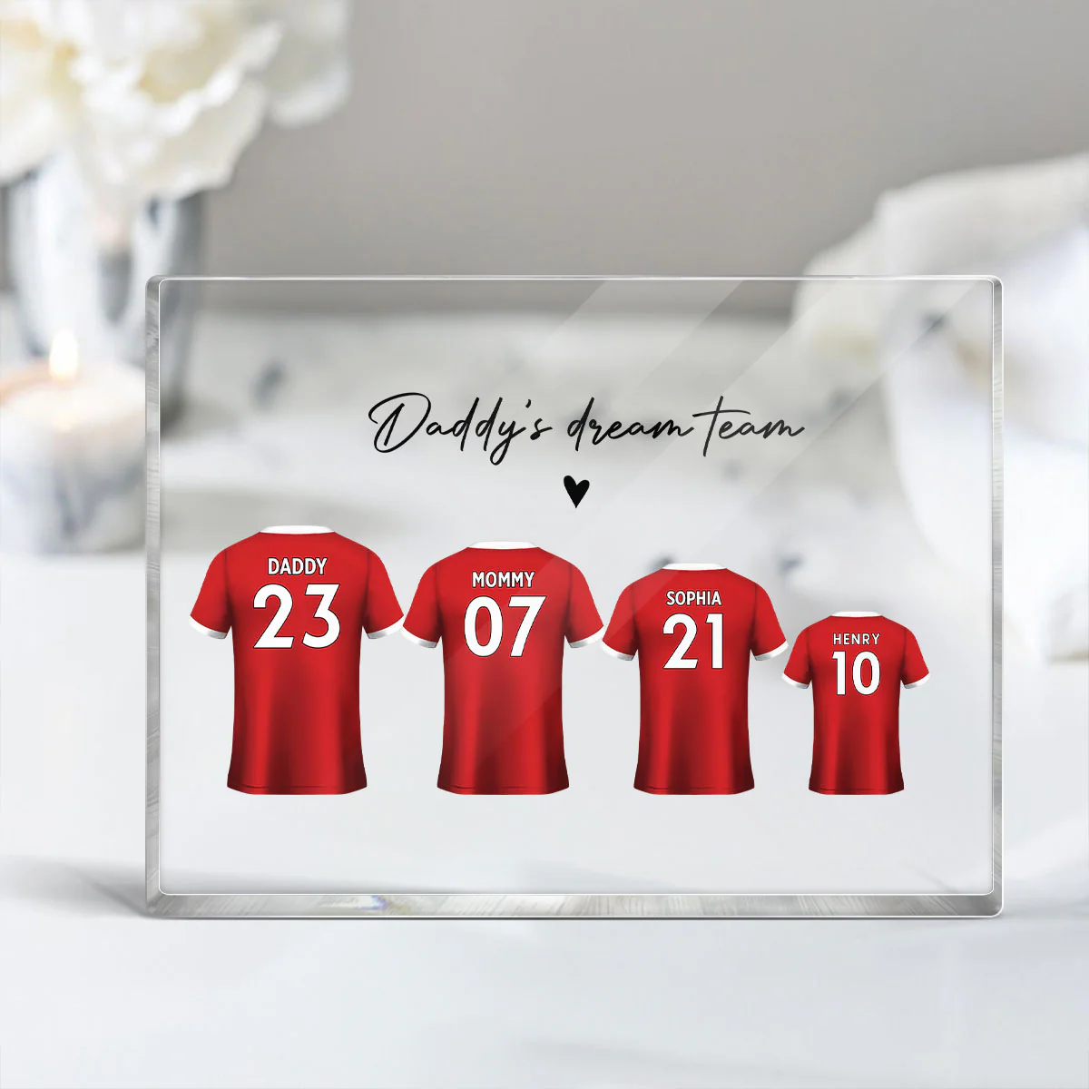 Daddy's Team Soccer Shirt Personalized Acrylic Block Plaque