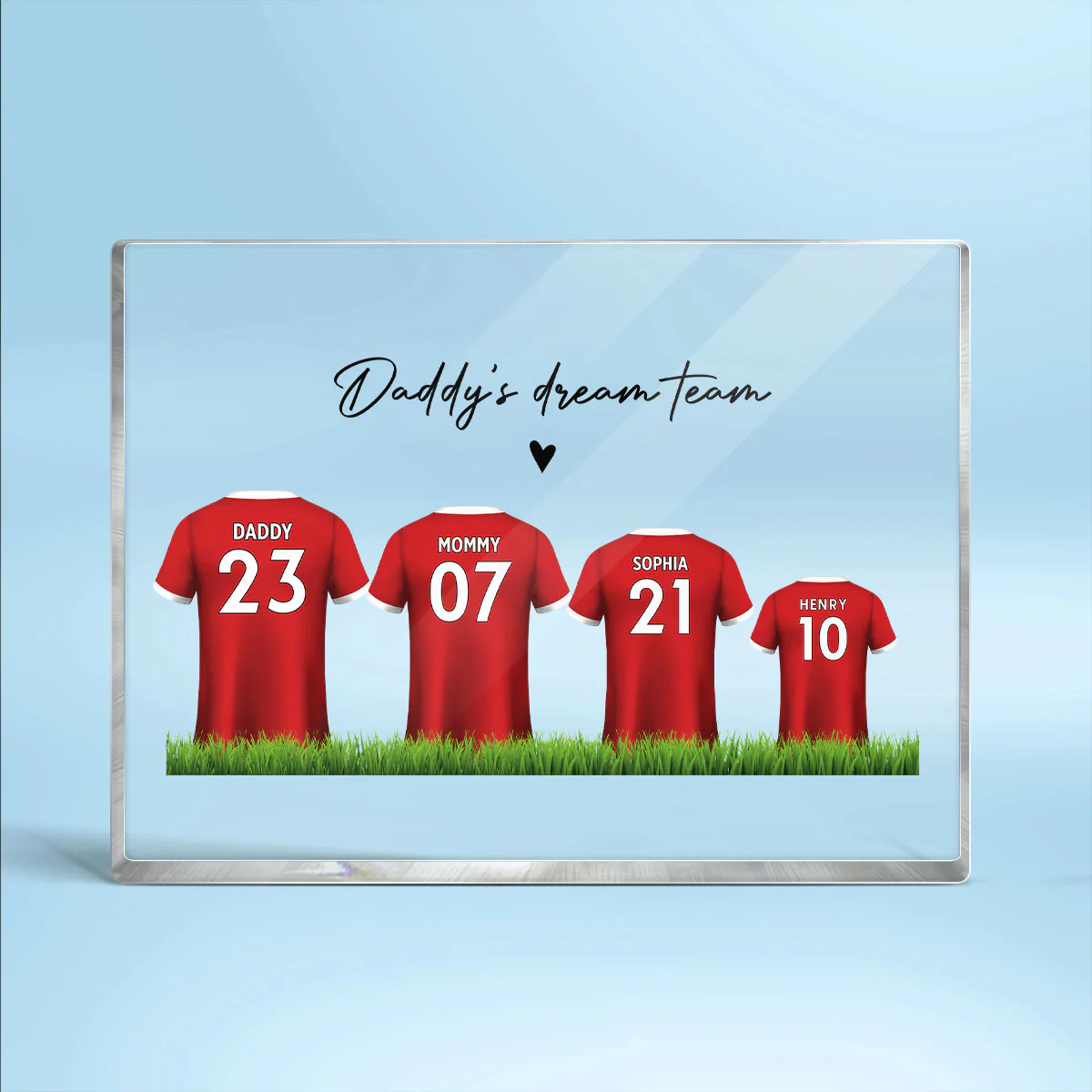 Daddy's Team Soccer Shirt Personalized Acrylic Block Plaque - Image 2
