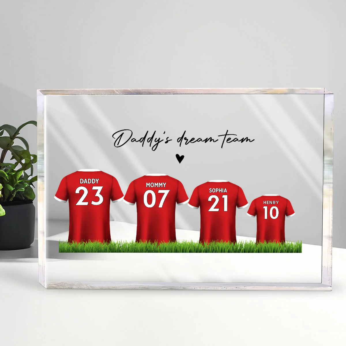 Daddy's Team Soccer Shirt Personalized Acrylic Block Plaque - Image 5