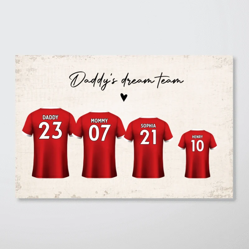 Daddy's Team Soccer Shirt Personalized Poster, Father's Day Gift For Dad, For Grandpa, For Husband - Image 9