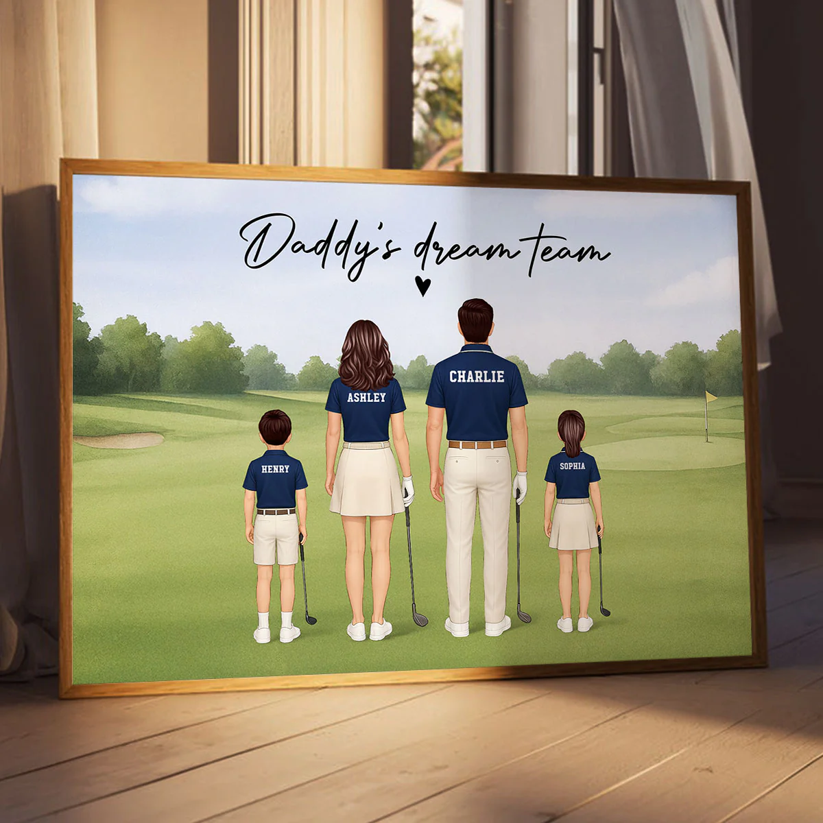 Daddy's Team Golf Family Back View Personalized Poster, Father's Day Gift - Image 2