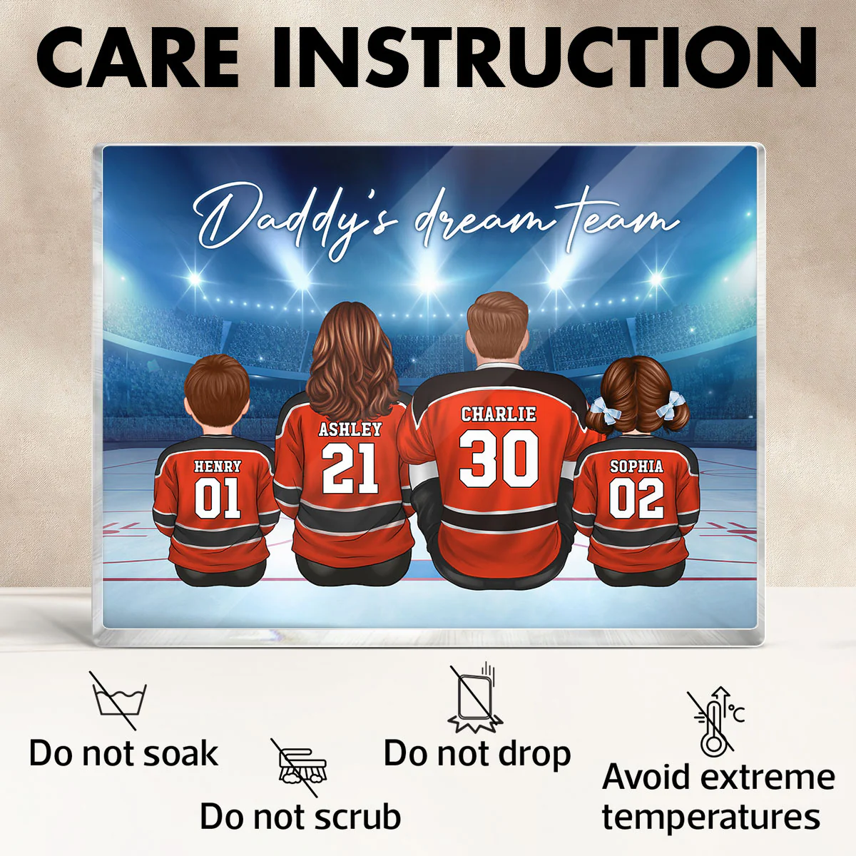 Daddy's Team Hockey Family Sitting Personalized Acrylic Block, Unique Gift for Dad, Gift for Husband - Image 10