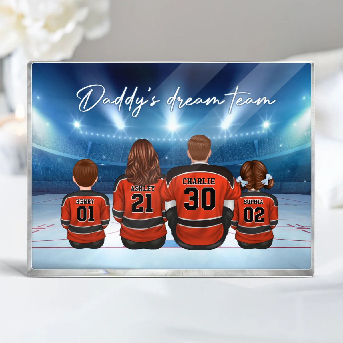 Daddy's Team Hockey Family Sitting Personalized Acrylic Block, Unique Gift for Dad, Gift for Husband - Image 11