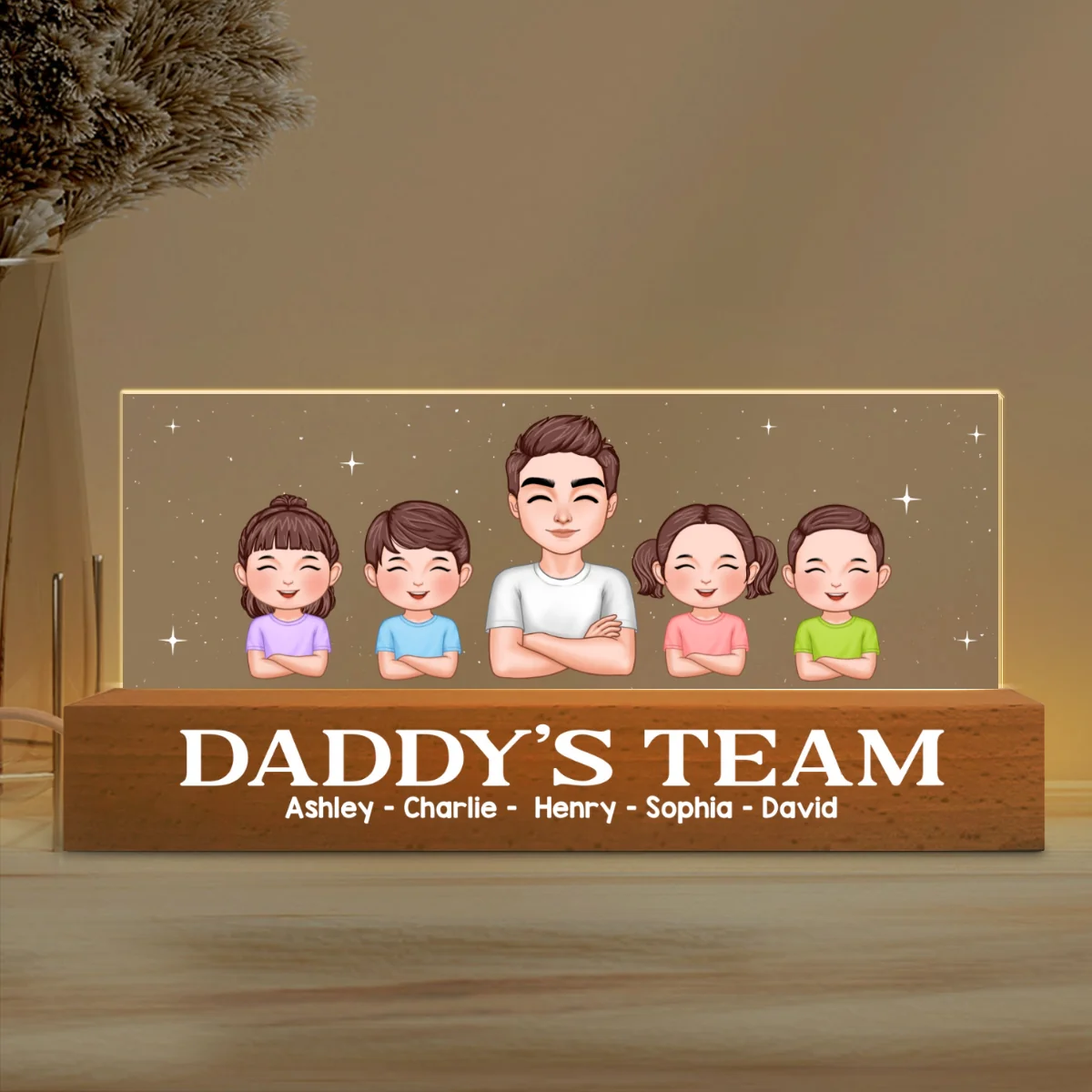 Daddy‘s Team Personalized Acrylic Block LED Night Light - Image 5