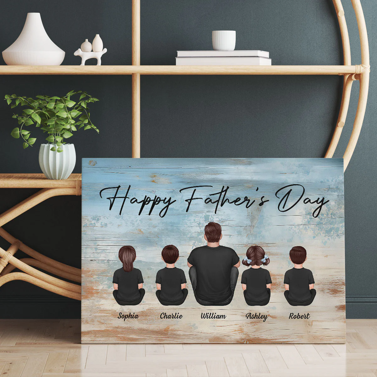 Daddy's Team Personalized Wrapped Canvas, Gift For Dad - Image 3