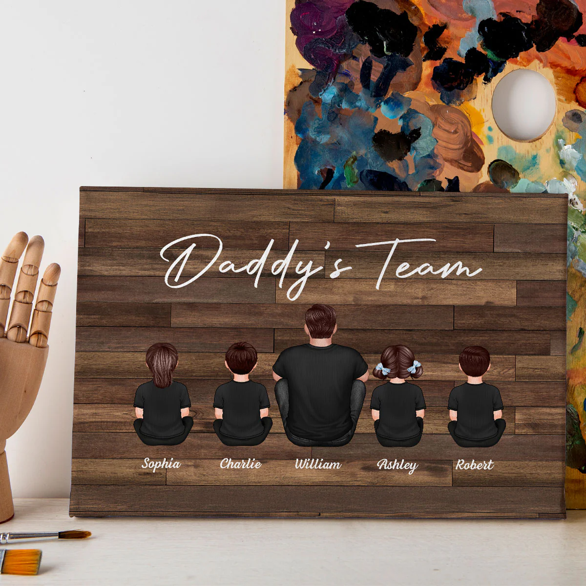 Daddy's Team Personalized Wrapped Canvas, Gift For Dad - Image 4