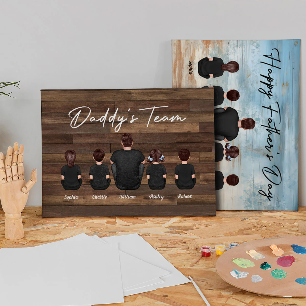 Daddy's Team Personalized Wrapped Canvas, Gift For Dad - Image 8