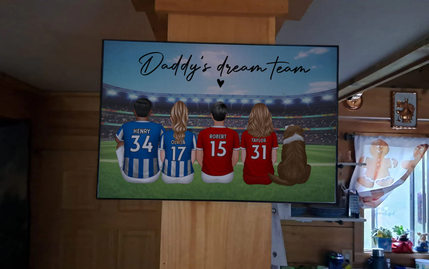 Daddy's Team Soccer Football Family Sitting Personalized Poster, Gift For Family, Dad, Grandpa, Husband - Image 9