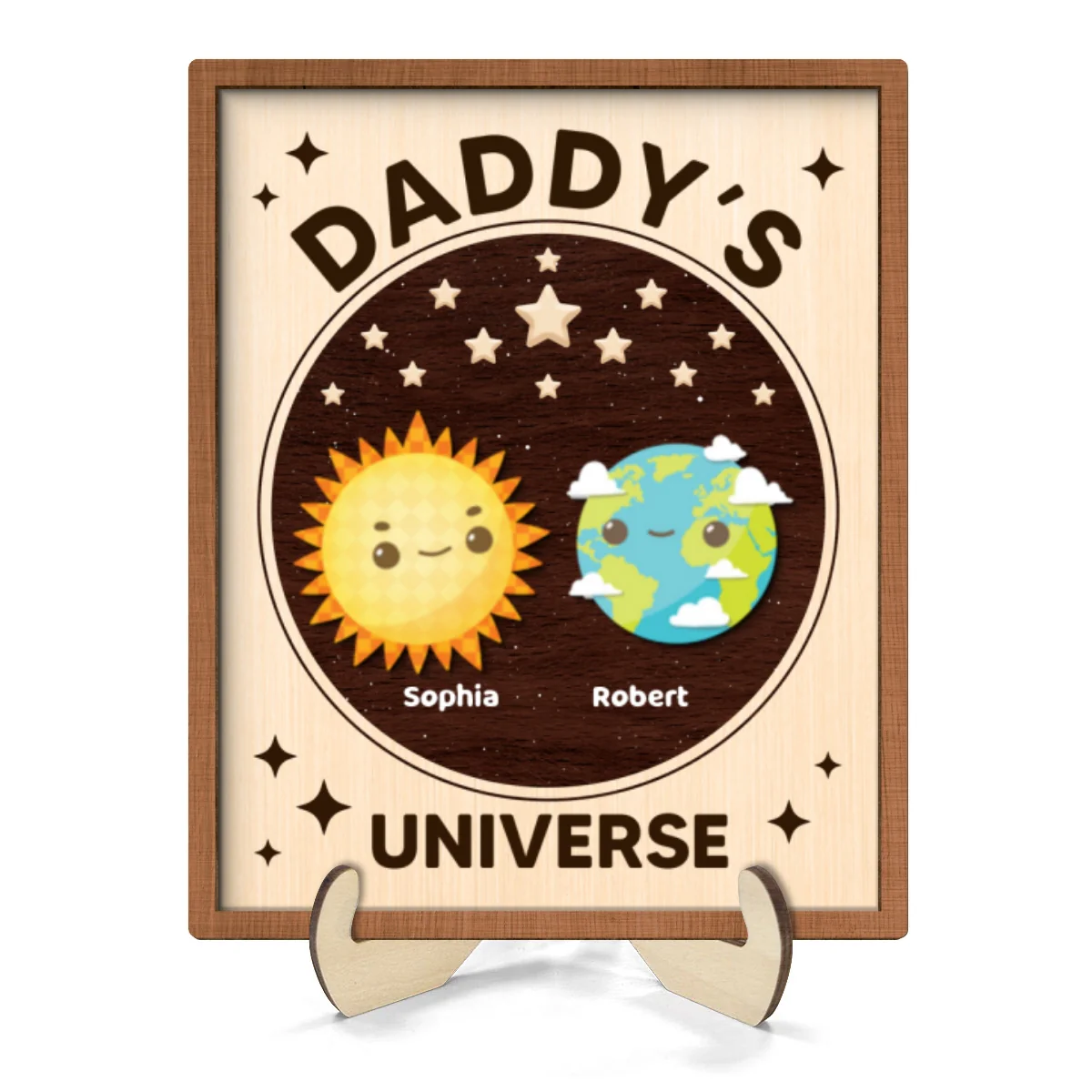 Daddy's Universe Gift Personalized 2-Layer Wooden Plaque - Image 8