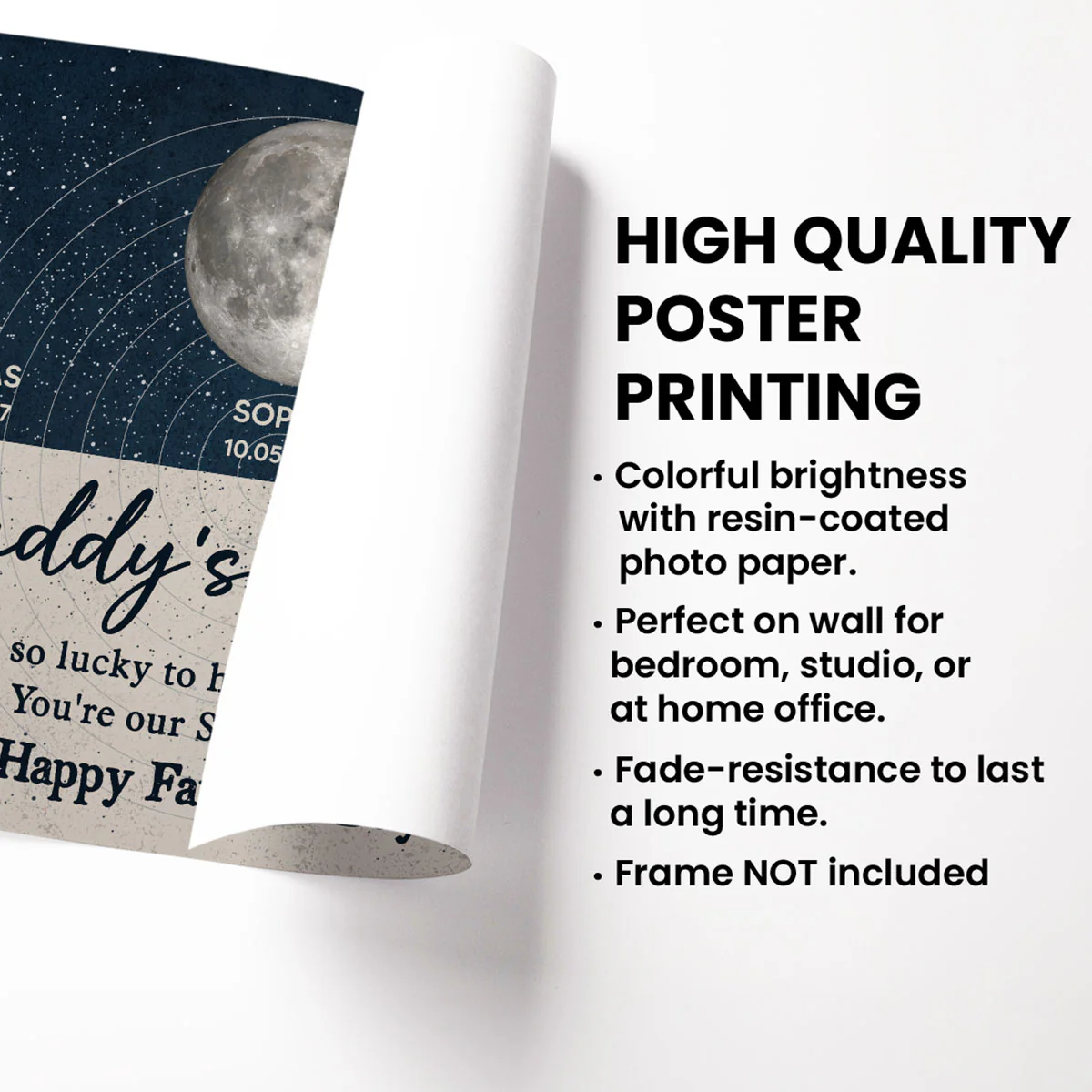 Daddy's Universe Moon Phases Father's Day Gift Personalized Poster| Unique Father's Day Gift For Dad, Husband - Image 10
