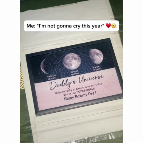 Daddy's Universe Moon Phases Father's Day Gift Personalized Poster| Unique Father's Day Gift For Dad, Husband - Image 2