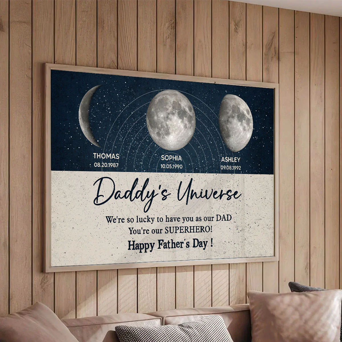 Daddy's Universe Moon Phases Father's Day Gift Personalized Poster| Unique Father's Day Gift For Dad, Husband - Image 4