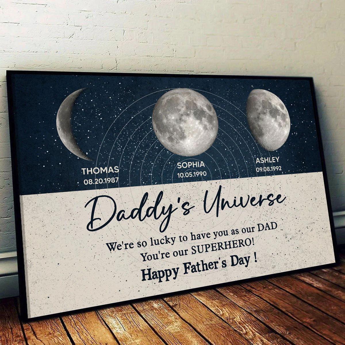 Daddy's Universe Moon Phases Father's Day Gift Personalized Poster| Unique Father's Day Gift For Dad, Husband - Image 5