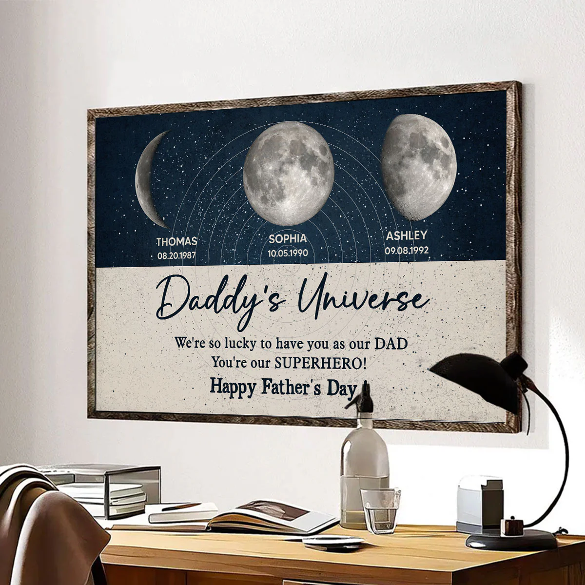 Daddy's Universe Moon Phases Father's Day Gift Personalized Poster| Unique Father's Day Gift For Dad, Husband - Image 8